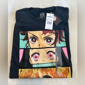 Demon Slayer T Shirt M Medium Black Anime Character Eyes NWT!